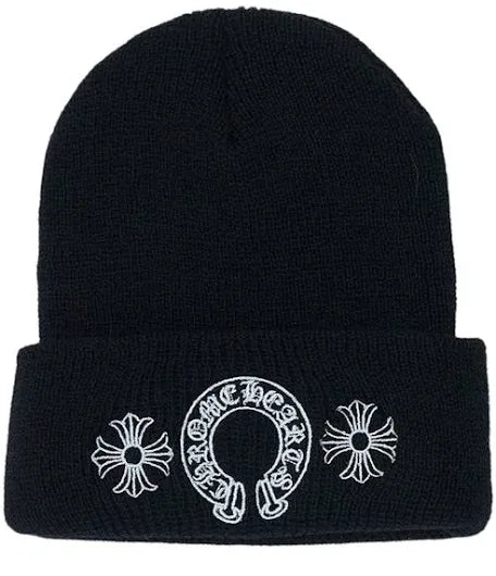 Chrome Hearts-Inspired Black Cross Beanie